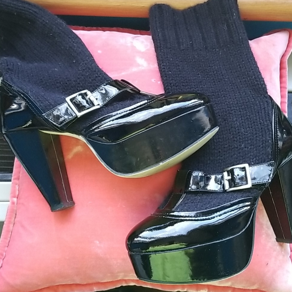Charlotte Ronson black Mary Jane's with socks